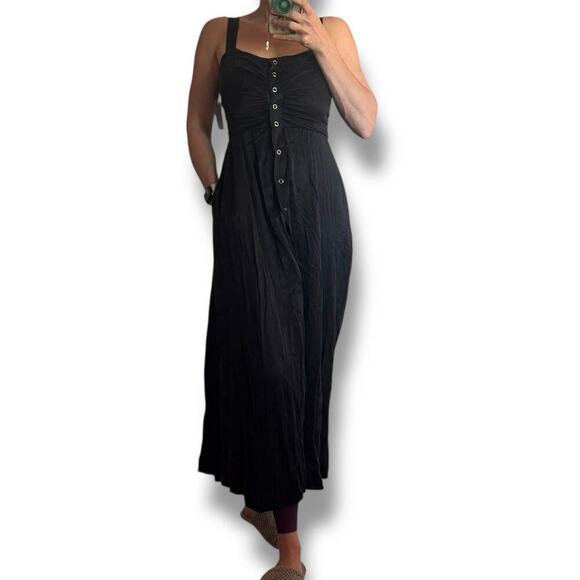 Favorite Daughter Maxi Dress NWT New sz M black snap-down sleeveless - Picture 4 of 9